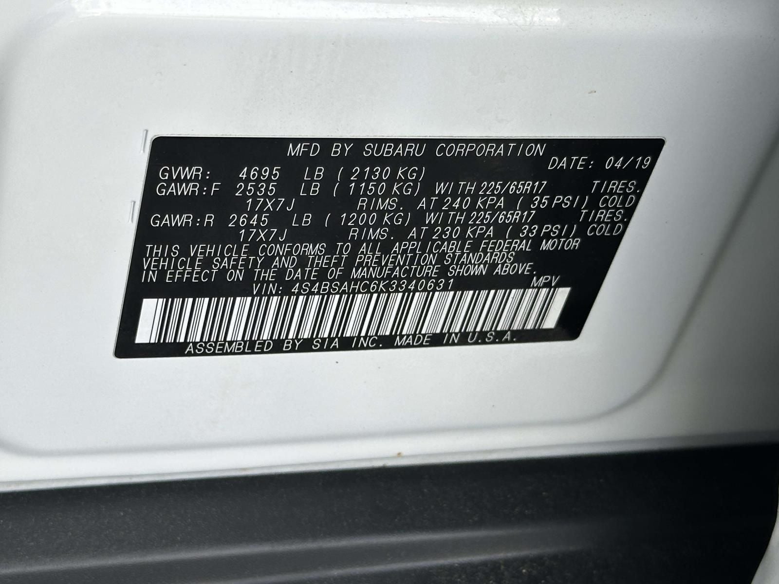 2019 Subaru Outback 2.5i Premium